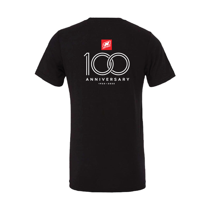 100th Anniversary Stacked Logo Tee - Black