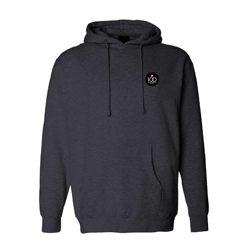 100th Anniversary Hooded Sweatshirt w/Patch Logo - Charcoal Heather