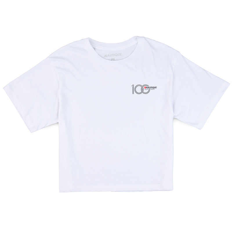 Women's 100th Anniversary Boxy Crop Tee - White