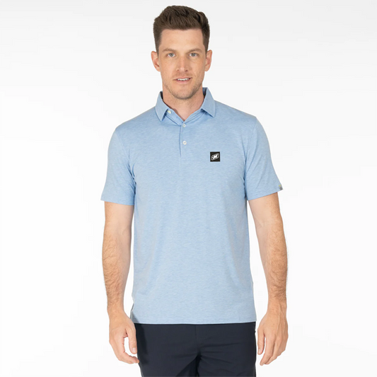 Men's TASC Cloud Polo - Polar Blue Heather - PVC Patch