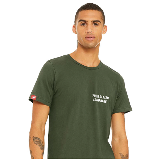 Men's Canvas Soft Cotton SS Tee - Military Green - Custom Dealer Logo